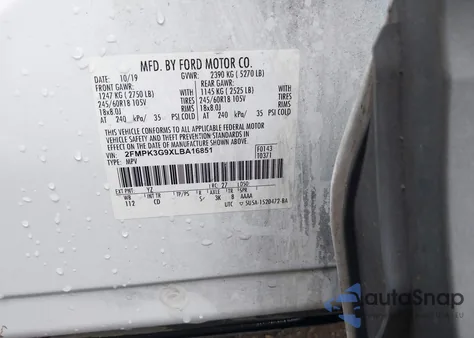 2020 Ford Edge Se из США, поврежденный, VIN 2FMPK3G9XLBA16851